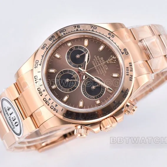 C factory Rolex Daytona top pink brown disk rose gold steel strap models m116505-0013 buckle actual photo