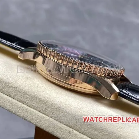watch aviation chronographBLS factory Breitlingrose goldgreen dialleather strap model clasplive photos