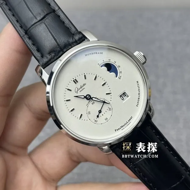 AI factory Glashütte Original original eccentric watch men's white dialleather strap model pictures and prices side live photo
