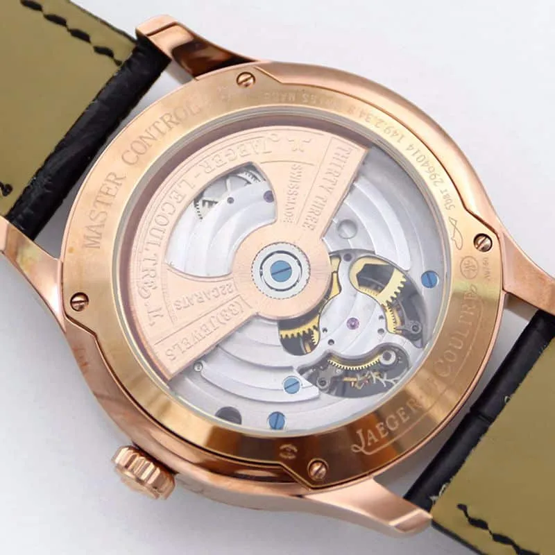 Jaeger-LeCoultre master top-tierhigh-quality watch 1662451 series automatic genuine tourbillon men's diamond gold watch black dial watch bracelet picture