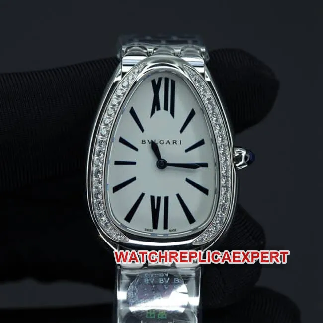 Bvlgaritop-tier watch ladies white dialsteel braceletSerpentiSeduttori gilt snake shadow quartz back cover picture