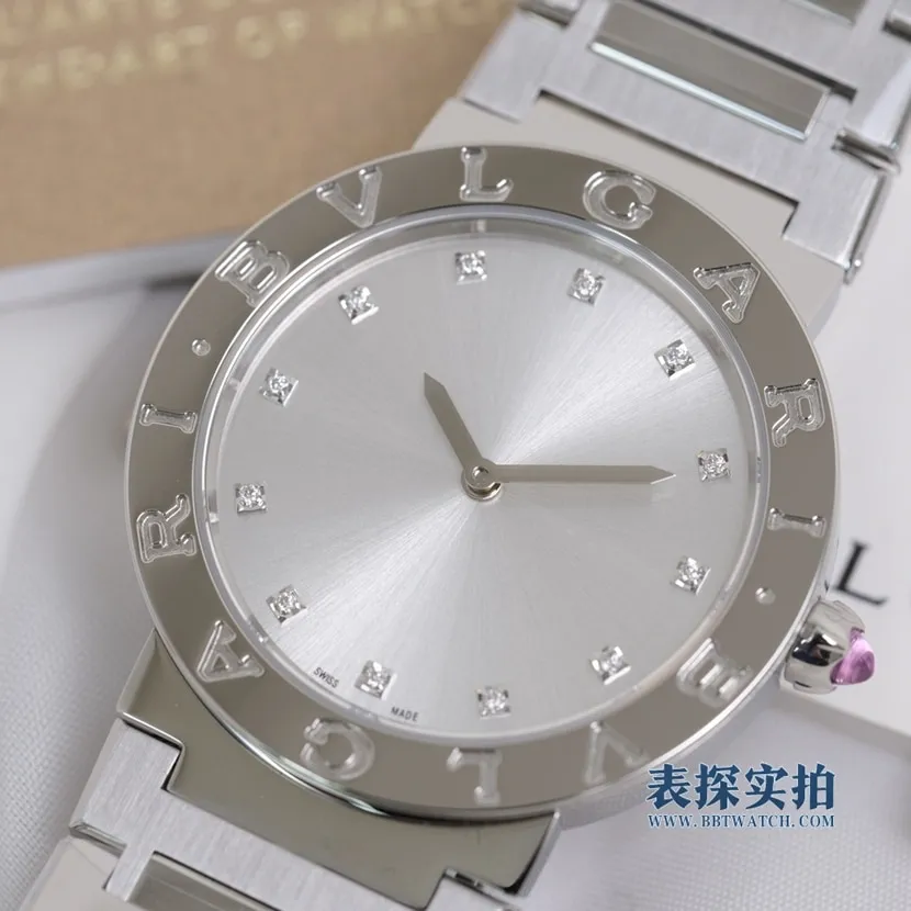 Details of the high-quality BvBvlgari women's silver diamond quartz watch from a large manufacturer