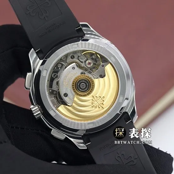 YL factory AQUANAUTPatek Philippe1:1replica watch coffee embossed plate chronograph rubber model 5968A-001caseback live photo