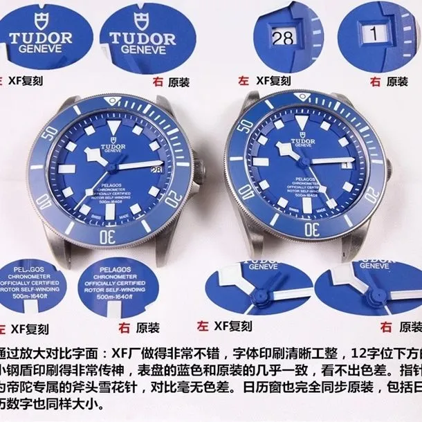 XFTudor Submersible Blue Tomahawk Men's Watch Authentic and Fake Comparison Evaluation Pointer Process Drawing