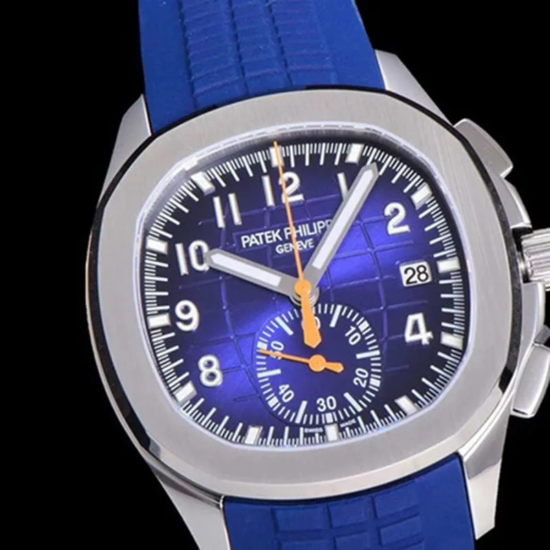 top-tier watch new Patek Philippe men's blue dial fashion grenade chronograph watch movement picture