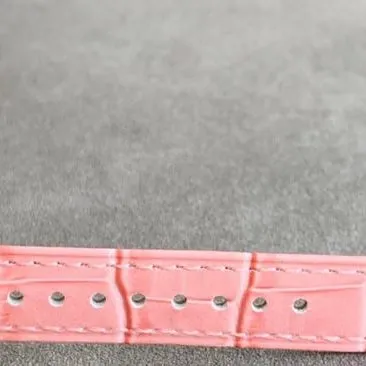 top-tier replicaPatek Philippehigh-quality ladies white dial pink belt fully automatic movementleather strap watch front view