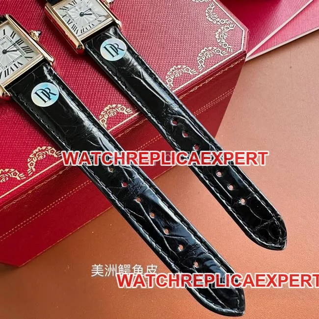 1:1replica watch DR factory tank Cartier silver gray plate rose gold case quartz black braceletfront live photo
