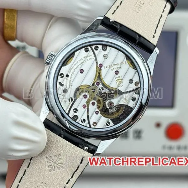 Patek Philippe collectible watch SDF factory classic black dial 39mmleather strap caseback live photo