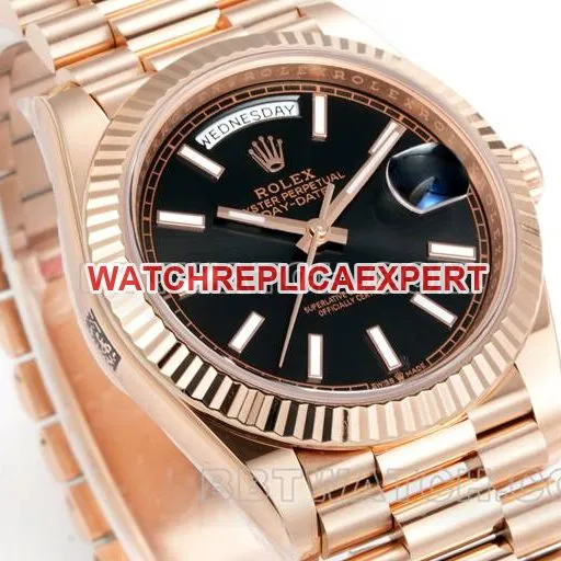 1:1replica watch Day-DatePPM factory Rolex mechanical black dialrose goldside live photo