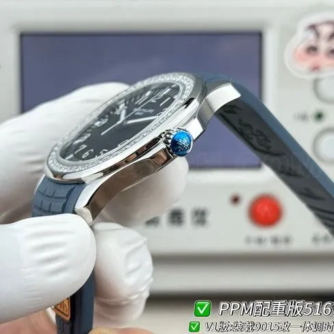 Patek PhilippePPM factory collectible watch Aquanautblue dialdiamond bezel5167caseback live photo