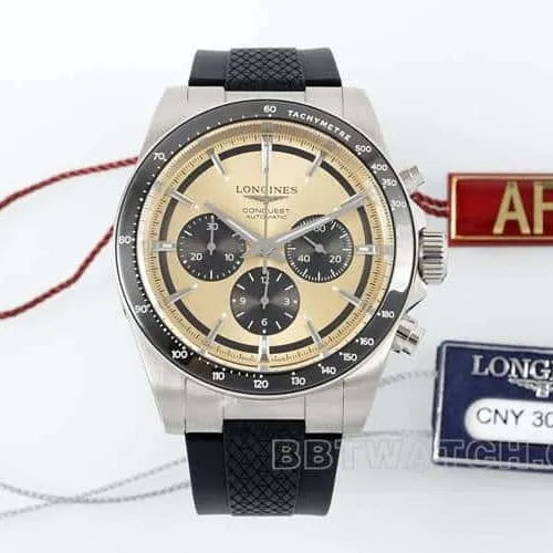 AF Longines Concas champagne dial rubber model L3.835.4.32.9side live photo