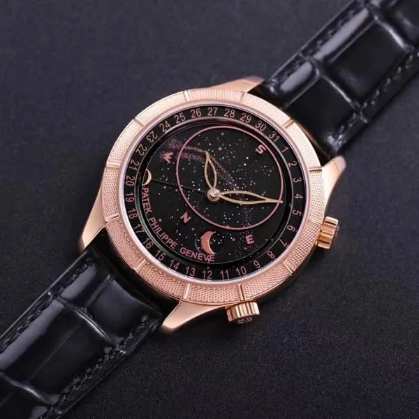 Patek Philippe1:1 watch complex function starry sky series 5106R/5102/6104rose goldblack dial front view