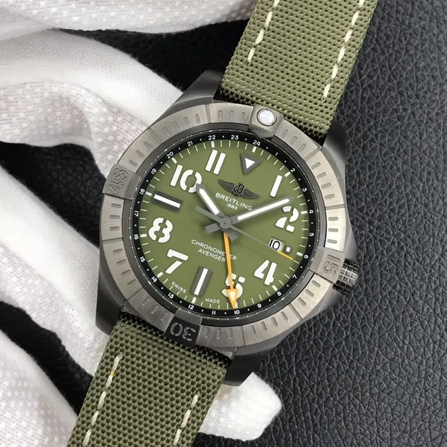 Breitlingtop-tier watch men's green dial nylon strap automatic movement watch clasp picture