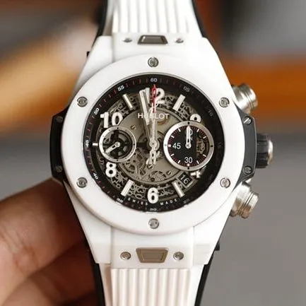 top-tier watch HublotBIG BANG series 411.NM.1170.RX white shell black dial jewelry watch front view