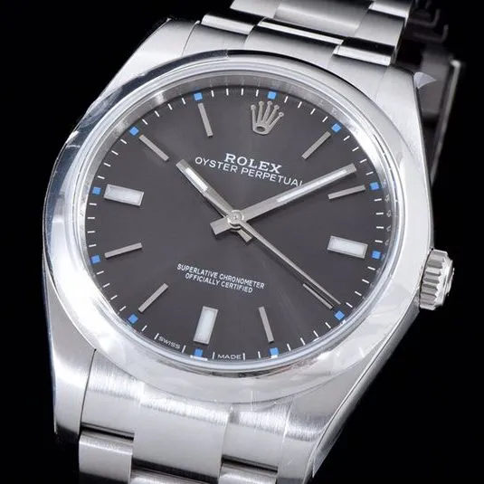 Rolextop-tierhigh-quality watch Oyster Perpetual series men's mechanical gray plate steel bracelet watch front view