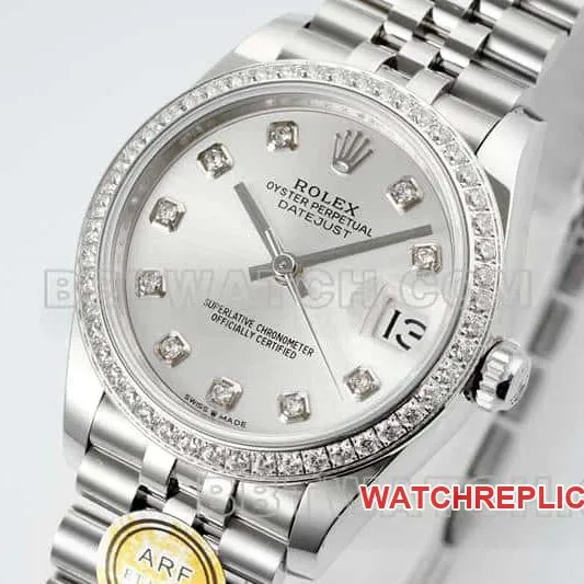 ARF FactoryRolex log 1:1top-tier silver gray plate 31mm five grid link 278384caseback live photo