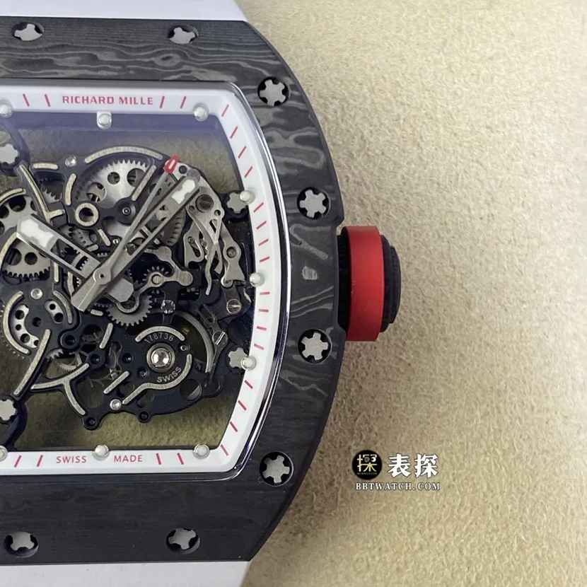 Richard Mille men's RM 055 NTPT1:1top-tier watch men's hollow disc rubber model pictures and prices side live photo