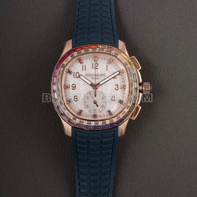 top-tier watch PPM factory Patek PhilippeAquanaut mechanical blue rubber braceletside live photo