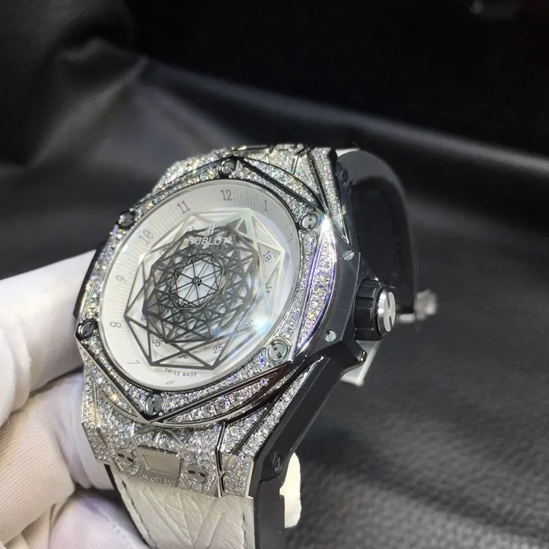 Hublot tattoo real gold South African real diamond mechanical watch white dial front view