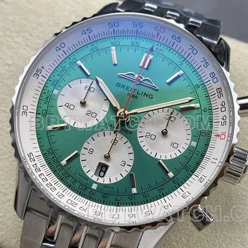 1:1replica watch BreitlingBLS factory aviation chronographgreen dialsteel bracelet model side live photo