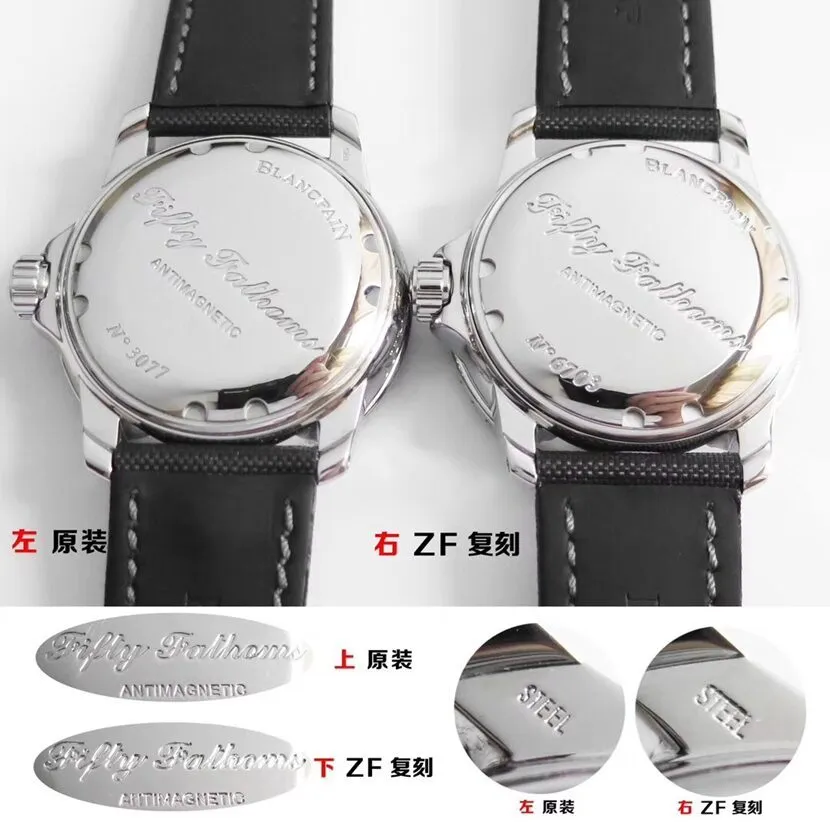 ZF Factory Fifty Fathoms Blancpain1:1replica watch 5015-1130-52A comparison Genuine review back comparison picture
