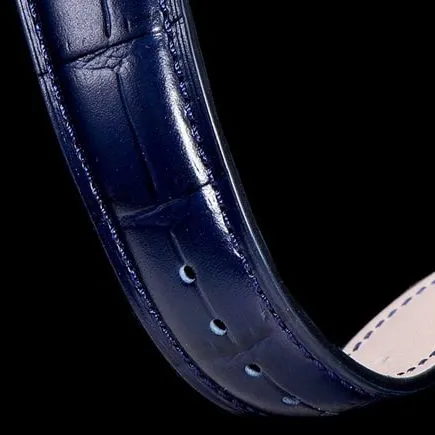 OM FactoryBlancpaintop-tier watch men's blue dial blue belt villeret classic 6654 new V3 upgraded leather strap watch leather strap picture