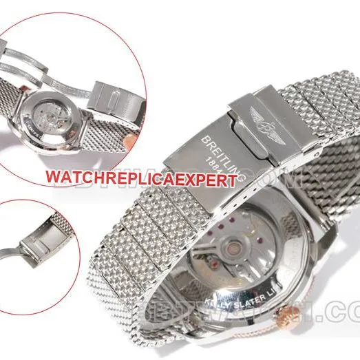 collectible watch BLS factory super ocean culture Breitlingblue dialrose gold steel braceletside live photo