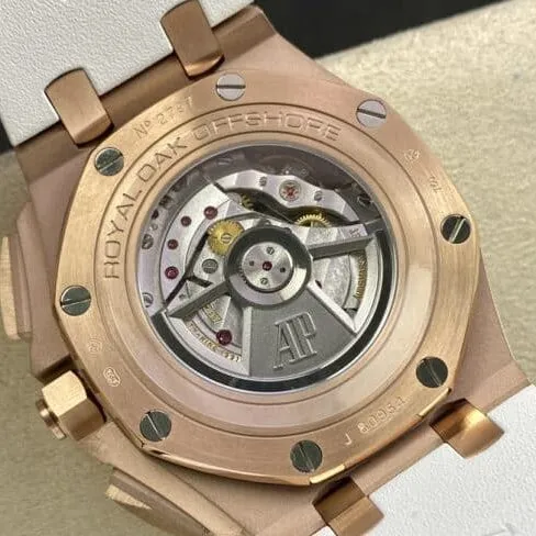 top-tier replicaAudemars PiguetRoyal Oak offshore 26400 watch 18K rose gold white dial men's mechanical watch clasp picture