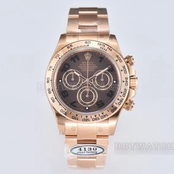 Factory C Rolex Daytonatop-tier replicarose gold chocolate disc steel bracelet model m116505-0011clasplive photos
