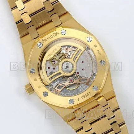 top-tier watch ZF FactoryAudemars PiguetRoyal Oak smoked yellow gold plate 16202caseback live photo