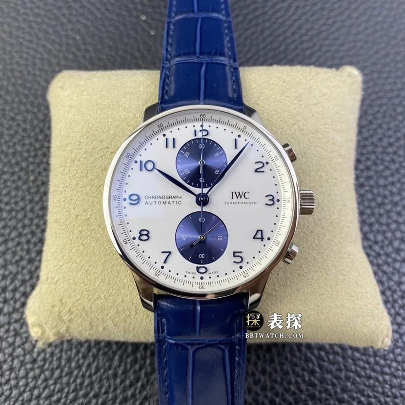 AZ factory IWC watch Portugal IW371620top-tier 1:1super watch men's white dialleather strap model pictures and price caseback live photo