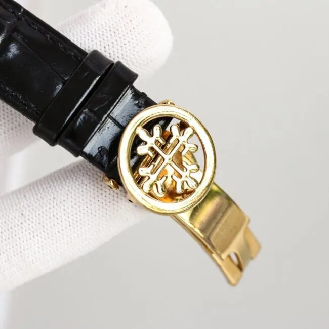 top-tier watch Patek Philippe super complex function chronograph series 18K gold white bottom men's mechanical watch front view