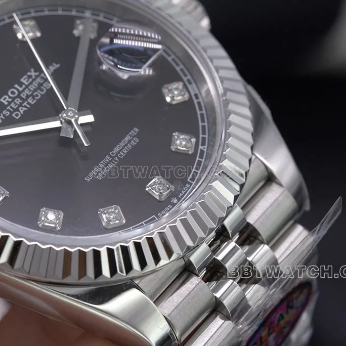 C factory Rolex log 41mm top-tier watch black diamond face men's business casual clasp