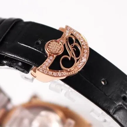 ZF Factorytop-tier watch Breguet ladies white dial black belt Queen of Naples series leather strap watch front view