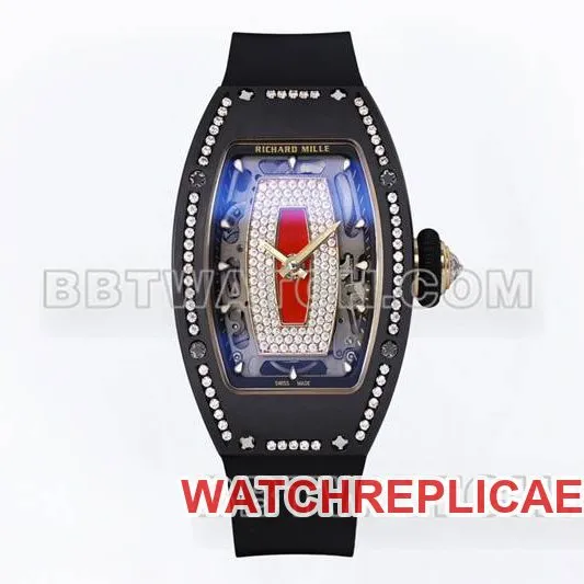 Richard Mille collectible watch ZF Factory black ceramic red dial diamond mechanical watch RM07-1braceletlive photos