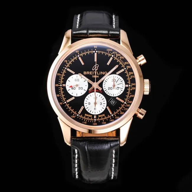 top-tier watch Breitling overseas series chronograph gold steel case watch movement picture