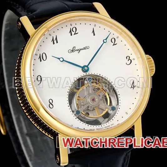 Breguet watch RMS factory classic white dialtourbillonyellow gold mechanical leather strap model braceletlive photos