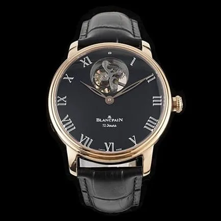 JBF FactoryBlancpaintop-tier replica1:1 watch men's black dial black belt classic full series tourbillon mechanical watch V3 version upgraded and returned side view