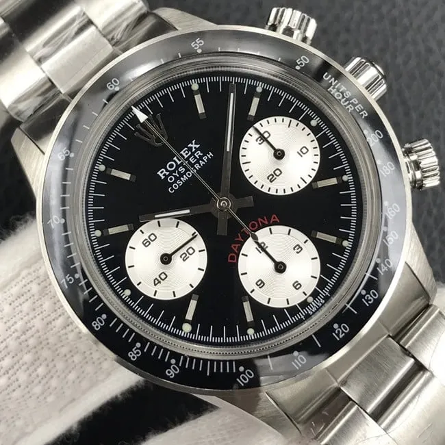 top-tier watch Rolex Paul Newman series men's black dialsteel bracelet mechanical watch clasp picture