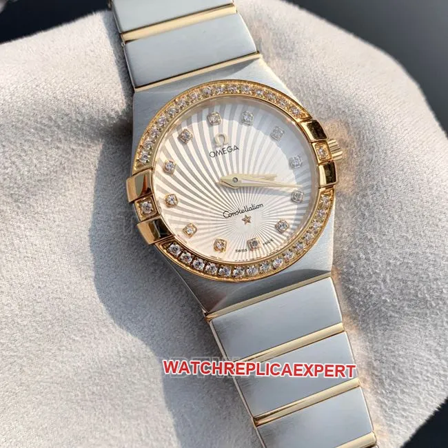 collectible Watch: Omega Constellation, White Dial with Gold Diamond Bezel, 28 mm, Quartz—Actual Photos of the Back