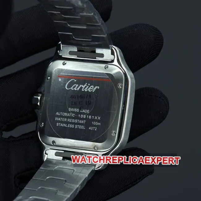 BV factory Cartier top collectible watches men's white disk steel belt automatic mechanical Santos series front view