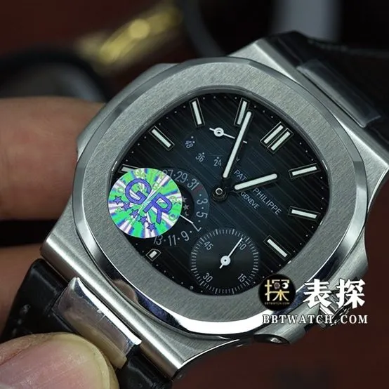GR factory Patek Philippe sporty elegant 5712top-tier 1:1high-quality watch men's black dialleather strap model pictures and prices caseback live photo