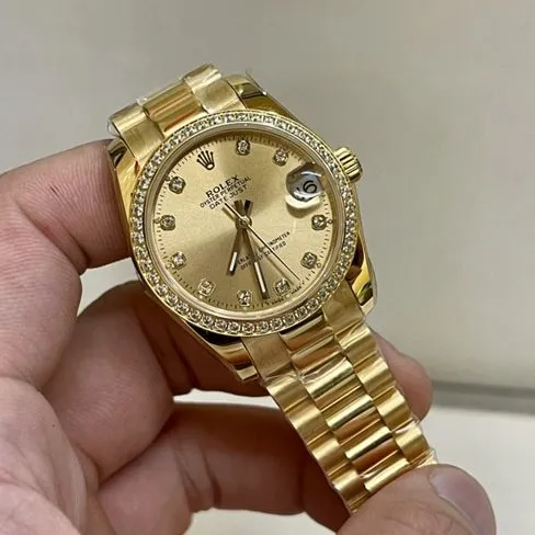 Top-tier watch Rolex women's gold steel bracelet South African real diamond Datejust 31mm watch side view
