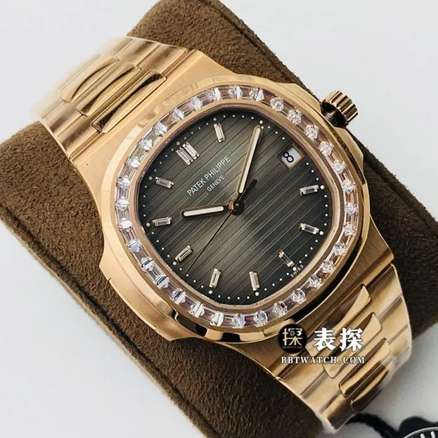 PPF FactoryPatek Philippe sporty and elegant top-tier 1:1super watch men's dark gray plate steel bracelet model pictures and prices side live photo