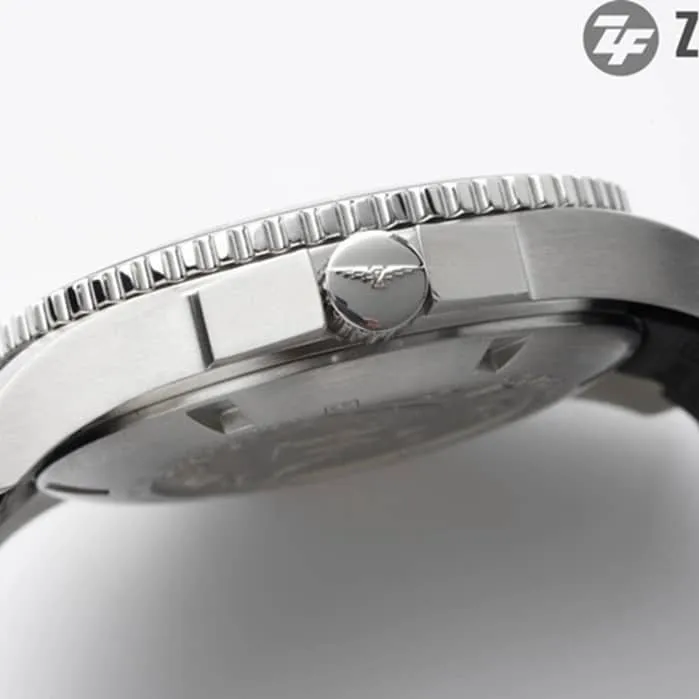 top-tier watch Longines men's black dial Concas series leather strap watch side view