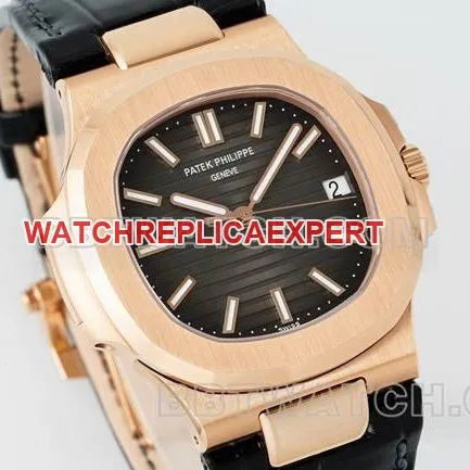 top-tier watch NautilusDDF factory Patek Philippeblack dial leather bracelet5711braceletlive photos