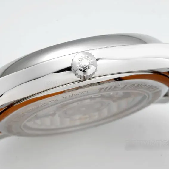 APS factory Longines watchmaking traditional top-tier 1:1high-quality replicasilver dialmoon phaseleather strap model L2.909.4.77.3side live photo