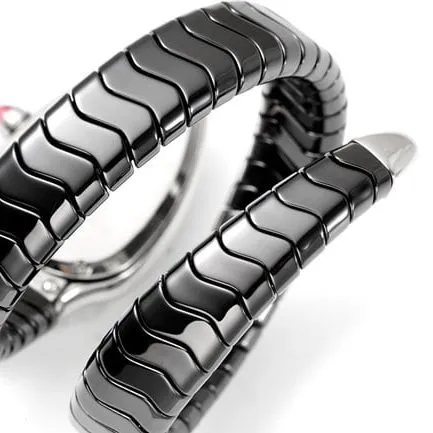 Bvlgaritop-tier watch women's black dialrubber strapquartzdetail shots