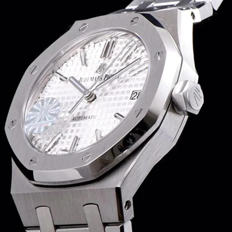 top-tier watch Audemars Piguet men's white dial mechanical steel bracelet watch clasp picture