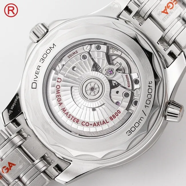 Omegatop-tier men's blue dialsteel braceletSeamaster 300m series mechanical watch clasp picture
